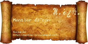 Mentler Áron névjegykártya